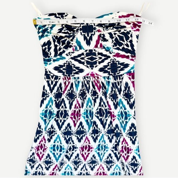 Ann Taylor Petites Strapless Multicolor Abstract Print Flowy Maxi Dress. XXSP. - Picture 8 of 11